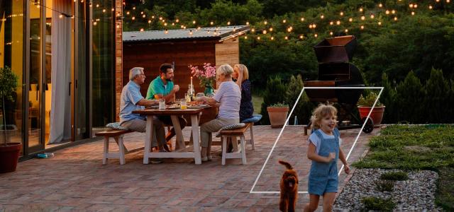 Family eating outside